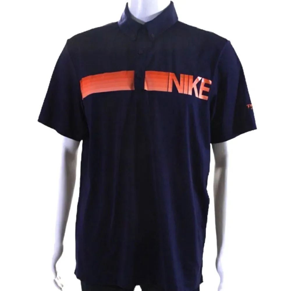 Nike Golf navy with orange logo size large golf polo shirt